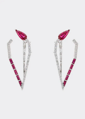 #ad Geometric Modern Design Vivid Pink 6.00CT Ruby amp; White CZ Party Women Earrings $345.00