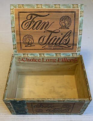 #ad Fan Tails Cigar Box 1901 Tax Stamp Antique Factory 105 11th Dist. Ohio $69.95