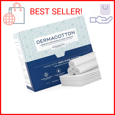 #ad Dermacotton Disposable Cotton Face Towels – Super Soft Face Wipes Hypoallergeni $24.43