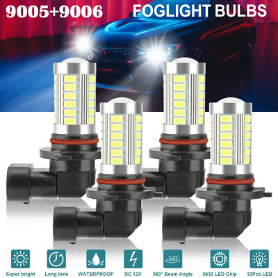 #ad 4x 90059006 LED Headlight Combo High Low Beam Bulbs Kit Super White Bright Lamp $9.99