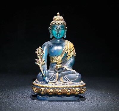 #ad 14 cm China Buddha Statue Coloured glaze Shakyamuni Buddha Statue sculpture $95.00