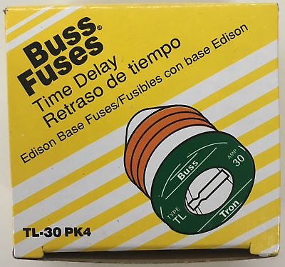 #ad Bussman TL 30PK4 Box of 4 30 amp Edison Base Plug Fuse $12.34