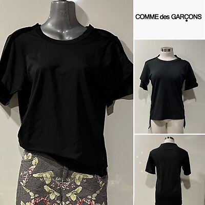 #ad COMME des GARCONS Japan Black Deconstructed Polyester Polyurethane T ShirtTop S $199.00