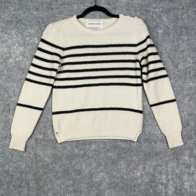 #ad Cupcakes and Cashmere Sweater Womens Small Pullover Striped Wool Blend $14.67