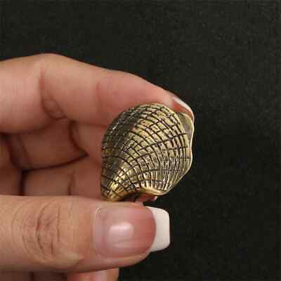 #ad Antique Brass Solid Pocket Shell Miniature Figurine Desk Decoration Brass Animal $9.99