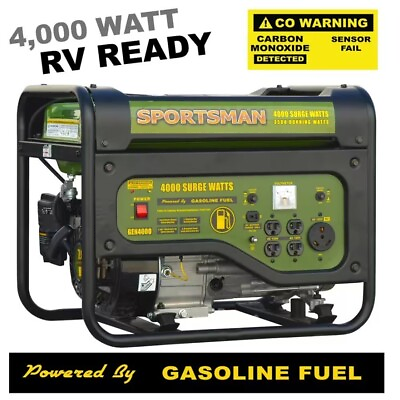 #ad Generator Portable 4000 Watt Recoil Start Gasoline Powered Sportsman RV Ready $365.99