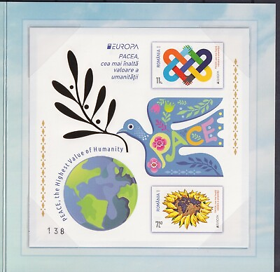 #ad Romania 2023 Europa CEPT Peace The Highest Value of Humanity MNH** booklet RARE $490.00
