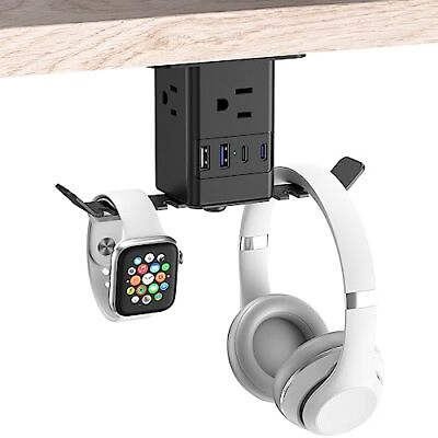 #ad Under Desk Headset Stand with Charger 20W USB C Power Strip 3 Outlet with He... $28.82