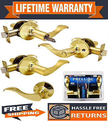#ad Constructor Prelude Polished Brass Door Lock Lever Entry Prvacy Passage Dummy $11.42
