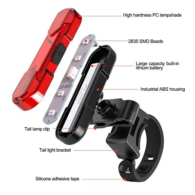#ad Bicycle Light USB Charging Ride Light Night Cycling Tail Light Bike ABS Plastic $8.10