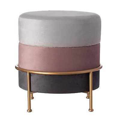 #ad Round Velvet Ottoman Stool 16” Tall Tricolor with Gold Metal Stand $165.63