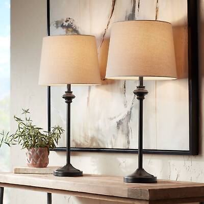 #ad Lynn Modern Buffet Table Lamps 27quot; Tall Set of 2 Bronze Metal Living Dining Room $49.95