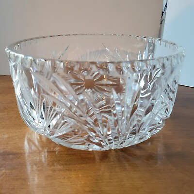 #ad Antique Crystal Brilliant Cut Wide Rim Center Bowl 8 INCH $73.31