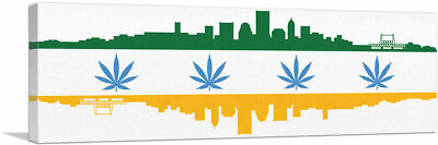 #ad ARTCANVAS Portland City Oregon Flag Weed Pot Marijuana Canvas Art Print $292.49