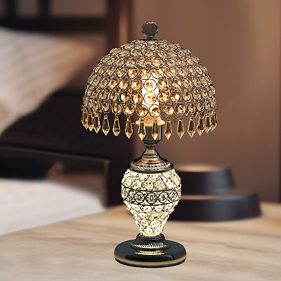 #ad Crystal Table Lamp Bedside Nightstand Desk Reading Lamp Bedroom Living Room Lamp $54.15