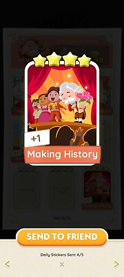 #ad Monopoly Go 4 Star Sticker Set 11 Making History AU $6.00