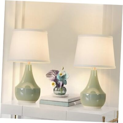 #ad Table Lamp Set of 2 Ceramic Table Lamp Classic Sage Green;White Lampshade $88.85