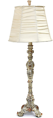 #ad Elegant Designs LT3301 CRM Antique Style Buffet Table Lamp with Cream Ruched Sha $55.99