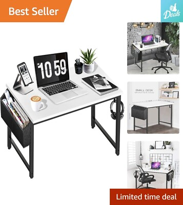 #ad Compact Space saving White Computer Desk Sleek Writing Table Home Office $62.69