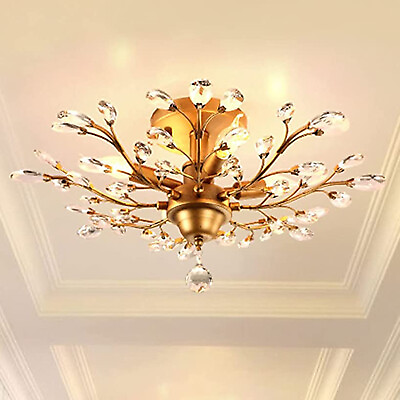 #ad Vintage Chandeliers K9 Crystal Ceiling Light Fixtures Pendant Lamp Living Room $68.39