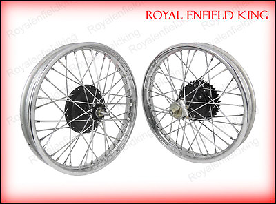 #ad Vintage Front Rear Half Width Hub Wheel Rim Assembly For Royal Enfield Bikes BSA $475.94