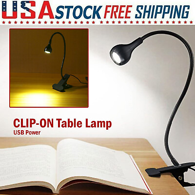 #ad LED Reading Book Light w Clip Flexible USB Rechargeable Bed Travel Desk Laptop $8.59