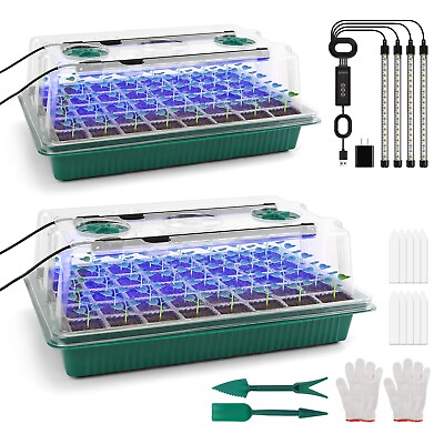 #ad BlumWay Seed Starter Tray with Grow Light2 Pack 80 Cells Seedling Tray Kit w... $61.18