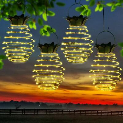 #ad Garden Solar Powered Pineapple Hanging LED Lights Warm White Outdoor Décor $12.99