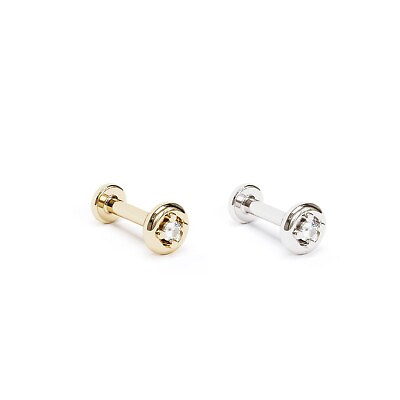 #ad 14K Solid Gold Minimalist Solitaire Diamond Stud Cartilage Helix Tragus Conch $99.00