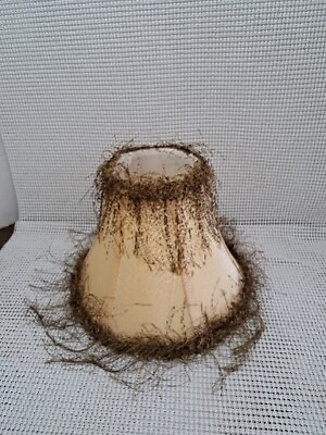 #ad Small Vintage Bell Shaped Fabric Lamp Shade Fringed Tassels $28.00