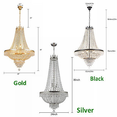 #ad Modern French Empire Crystal Chandelier Elegant Hanging Lamp Pendant Light E12 $159.90