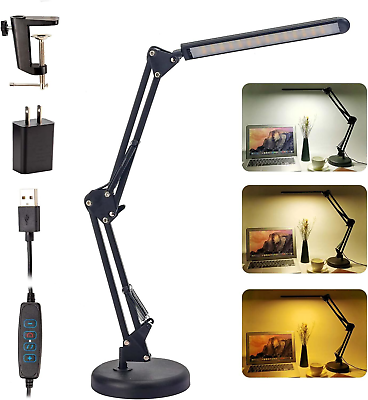 #ad LED Desk Lamp Metal Swing Arm Lamp Eye Caring Dimmable Table Lamp ledFlexible $20.76