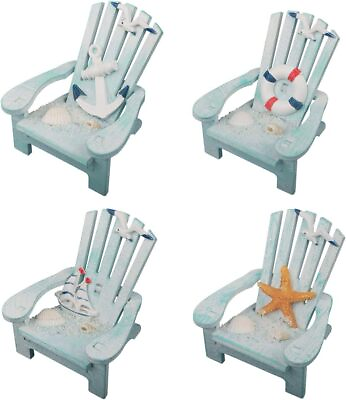 #ad 4 Pack Wooden Handmade Mini Chair Ornament Beach Decor Nautical Decoration for B $26.51
