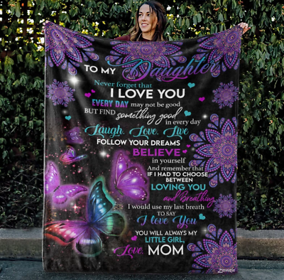 #ad To My Daughter Never Forget That Butterfly Fleece Blanket Gift From Dad Mom $32.99