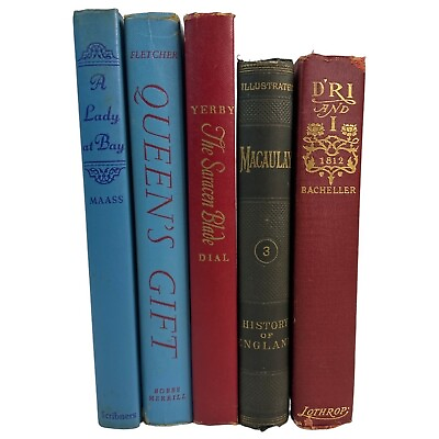 #ad Lot of 5 Decorative Book Stack Staging Prop Library Antique Vintage Royalcore $30.00