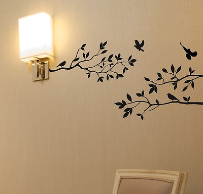 #ad Tree Branches Wall Decal with Birds Vinyl Sticker Nursery Leaves 40quot; W X 18quot; H $12.99
