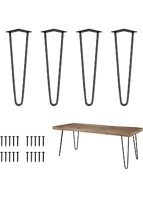 #ad VEVOR Hairpin Table Legs 16 inch Set of 4 DIY Desk Table Legs 3 Rods Heavy Duty $30.00