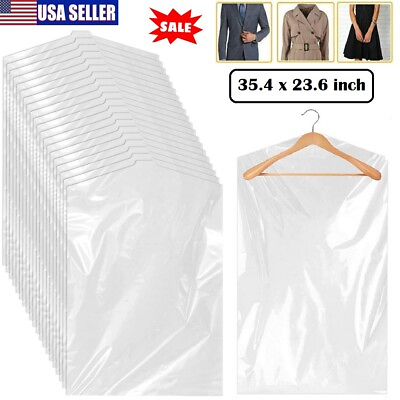 #ad 30Pcs Hanging Garment Clear Suit Cover Plastic Dry Cleaner Clothes Dress Bags $9.99