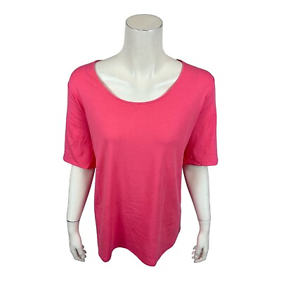 #ad Belle by Kim Gravel Women#x27;s TripleLuxe Ribbed Knit Top Shrimp Pink Large Size $15.00