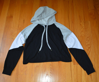 #ad No Boundaries cropped black gary white hoodie junior size XL 15 17 $8.00