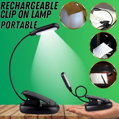 #ad LED Reading Book Light With Flexible Clip USB Rechargeable Lamps For Reader US $9.99