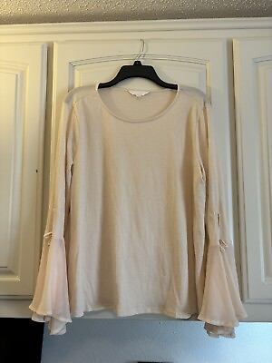 #ad LC Lauren Conrad Light Pink Top. With Bell Long Sleeve Beautiful Top SZ XL $5.00