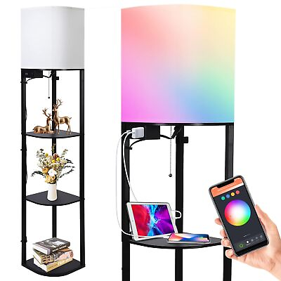 #ad Floor lamp with Shelves Smart RGB Shelf Floor Lamp with 2 USB Ports amp; 1 Powe... $70.90