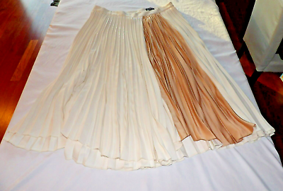#ad Express Maxi Long Skirt A Line Accordian Womens XL Pleated Ivory Cream Beige $22.93