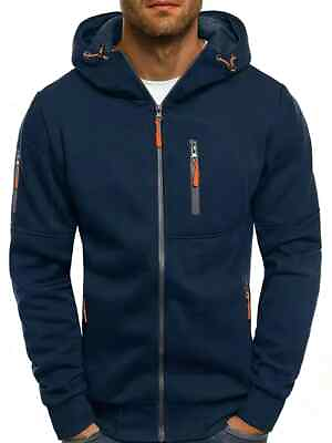 #ad Mens Zip Up Hoodie Jacket Casual Outerwear Fashionable Jacket $25.00