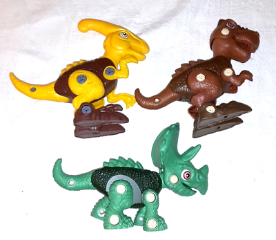 #ad 3 TAKE APART DINOSAURS Dinosaur World Toys T REX TRICERATOPS screw assembly $20.00