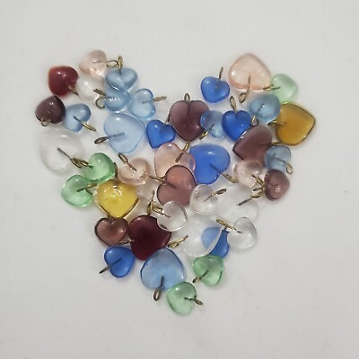 #ad Multicolored Glass Heart Pendants 10mm 13mm Set Of 43 $4.19