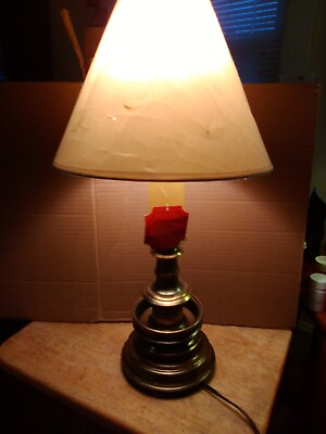 #ad Vintage Solid Brass Table Lamp Working Short 16quot; With Original Box 70 80s USA $49.99