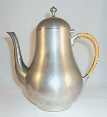 #ad Vintage Royal Holland Pewter KMD Daalderop Tiel Tall Pear Shaped Teapot $27.77