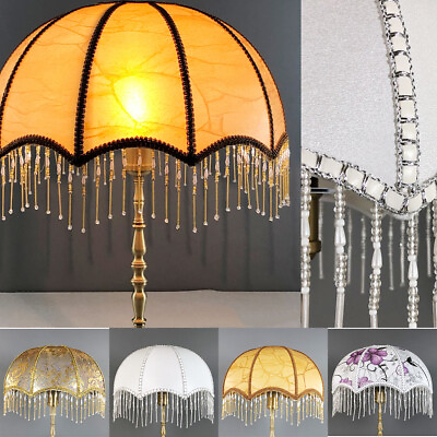 #ad #ad Retro Fringe Lamp Shades Bead Lace Light Shades Floor Table Lamp Home Decor Gift $31.34